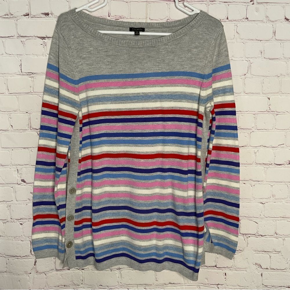 Talbots Womens Side Button Gray & Multi-Stripe Ba… - image 2